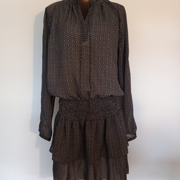 100% pure silk, tiered, boho above-knee dress - Picture 15 of 16